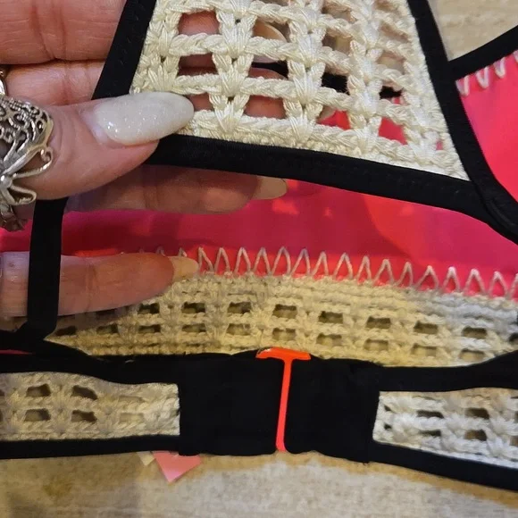 Victoria's Secret Sylish Hot Pink and Black Bikini Bralette Top - Picture 6 of 10